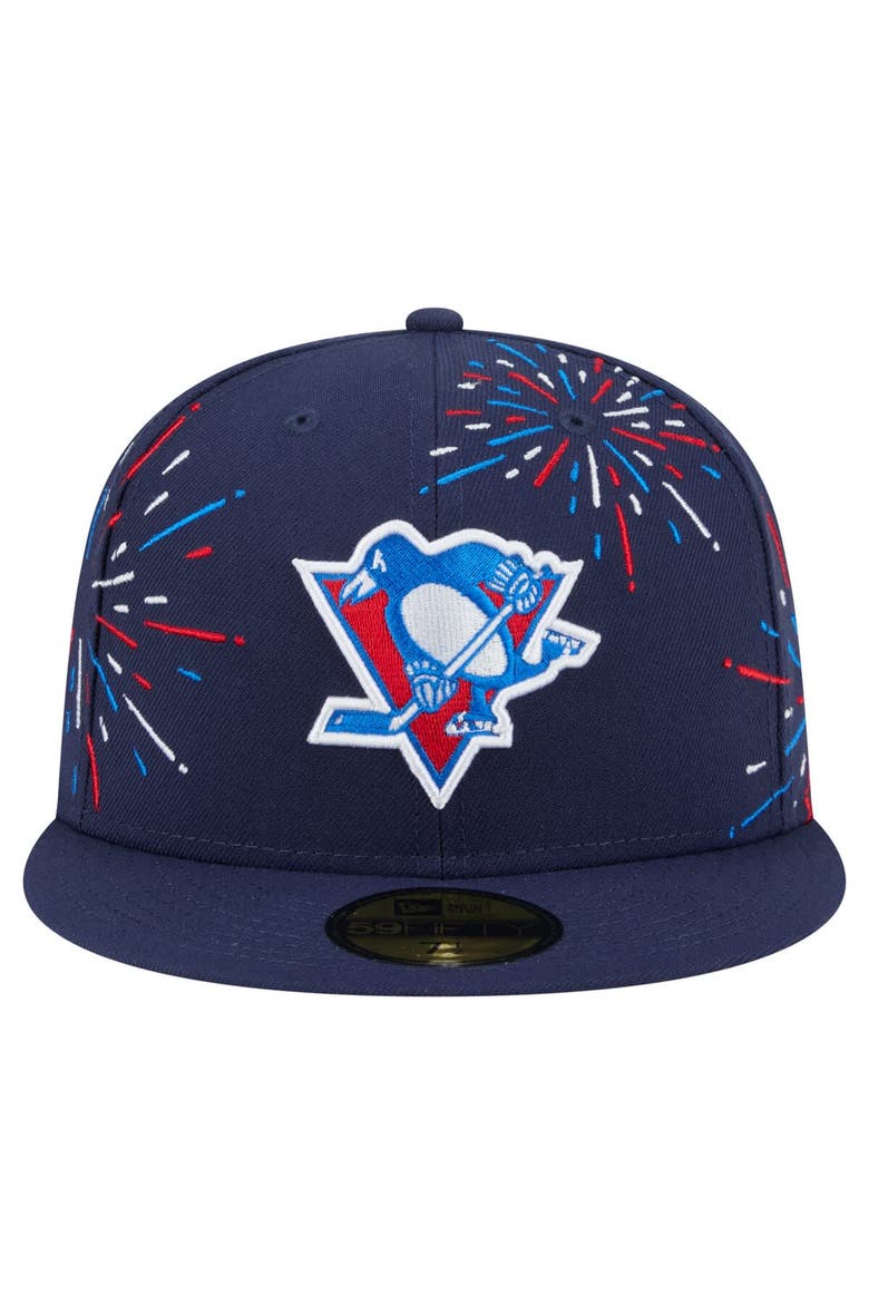 Men's New Era  Navy Pittsburgh Penguins Americana Fireworks 59FIFTY Fitted Hat, Alternate, color, Navy