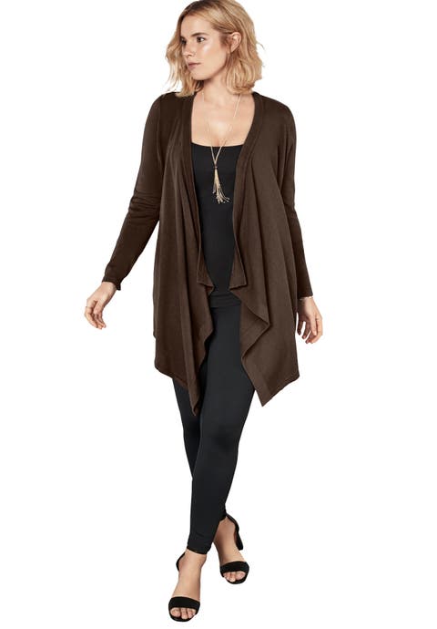 Plus Size Lightweight Handkerchief Hem Cardigan Sweater (Plus)