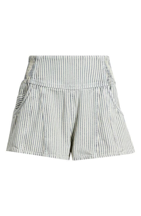 Luna Railroad Stripe Cotton Shorts