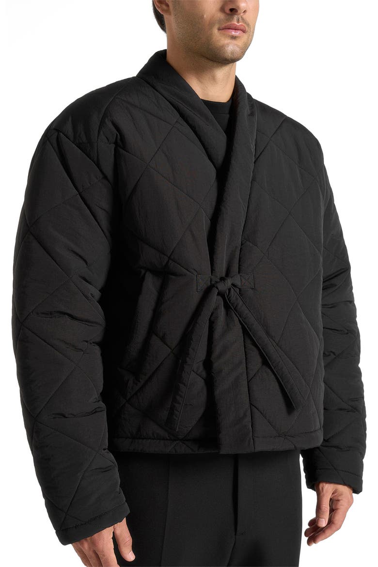 Emil Quilted Wrap Puffer Jacket, Alternate, color, Black