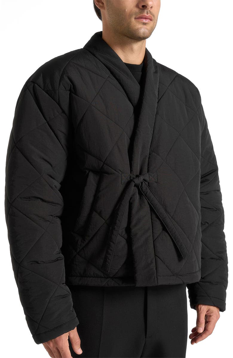 Manière De Voir Emil Quilted Wrap Puffer Jacket, Alternate, color, Black