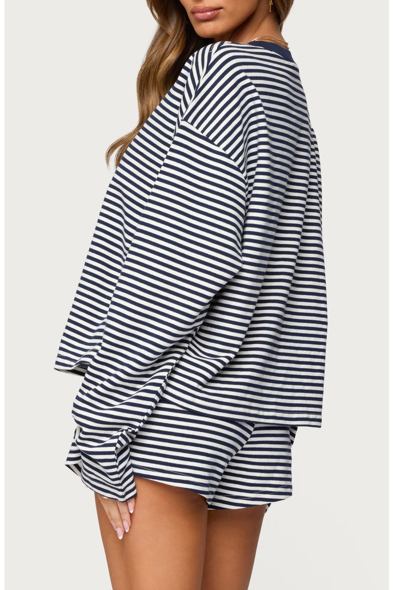 Jainee Stripe Long Sleeve Stretch Cotton T-Shirt, Alternate, color, NAVY