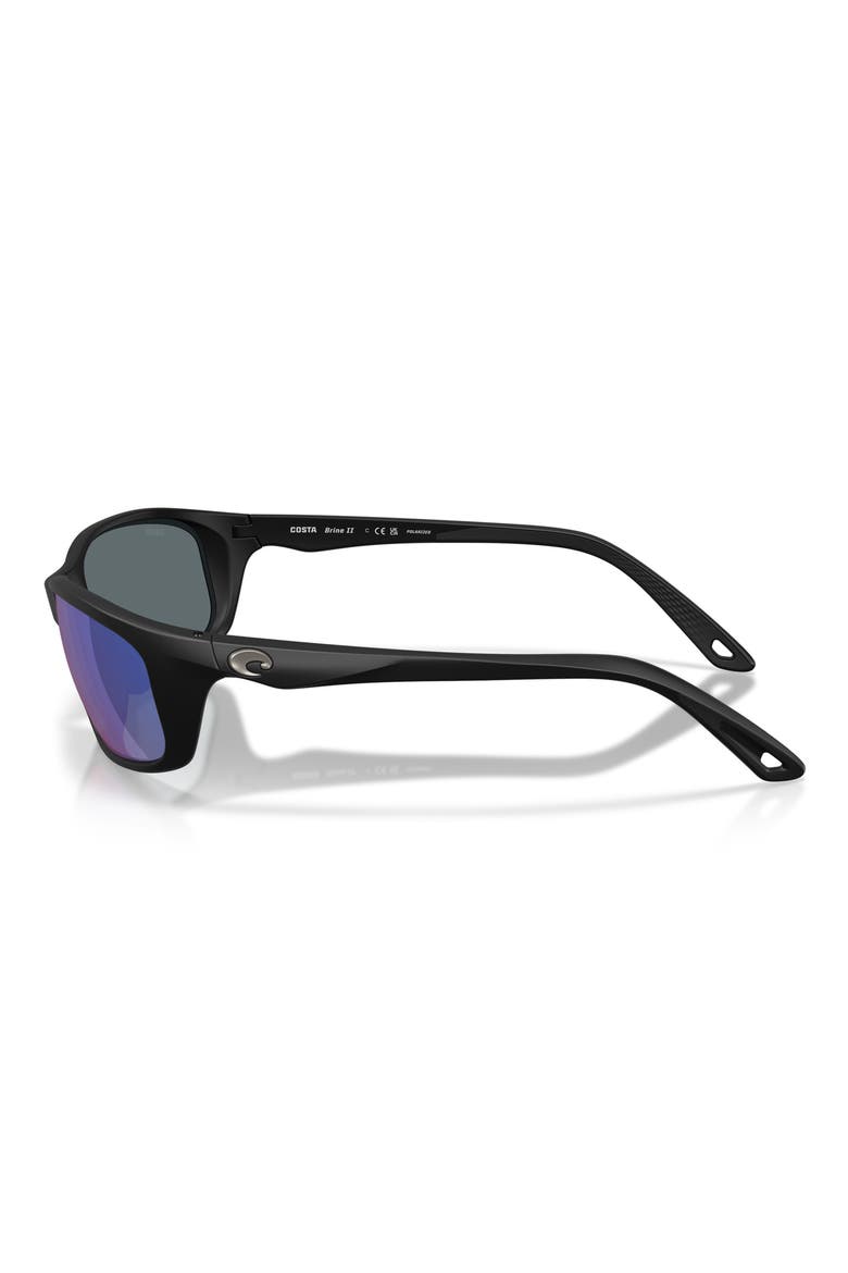Brine II 59mm Polarized Rectangular Sunglasses, Alternate, color, MATTE BLACK / BLUE MIRROR