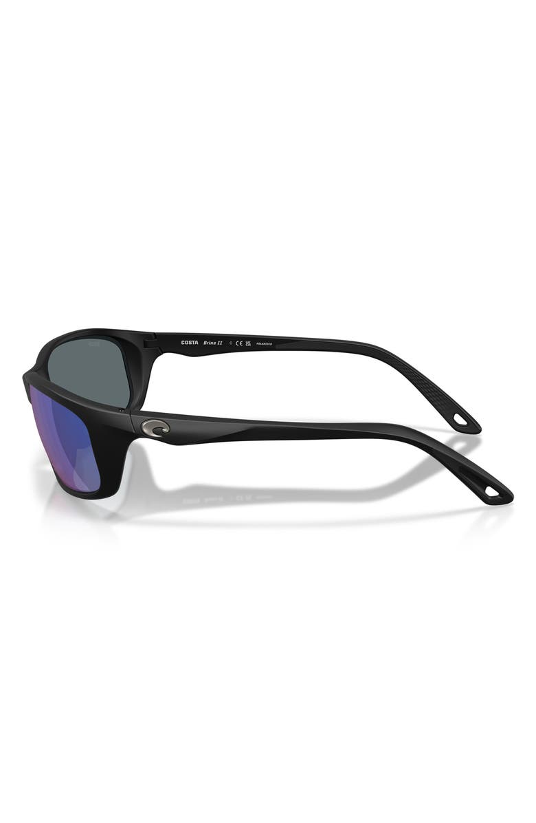 Costa Del Mar Brine II 59mm Polarized Rectangular Sunglasses, Alternate, color, Matte Black / Blue Mirror