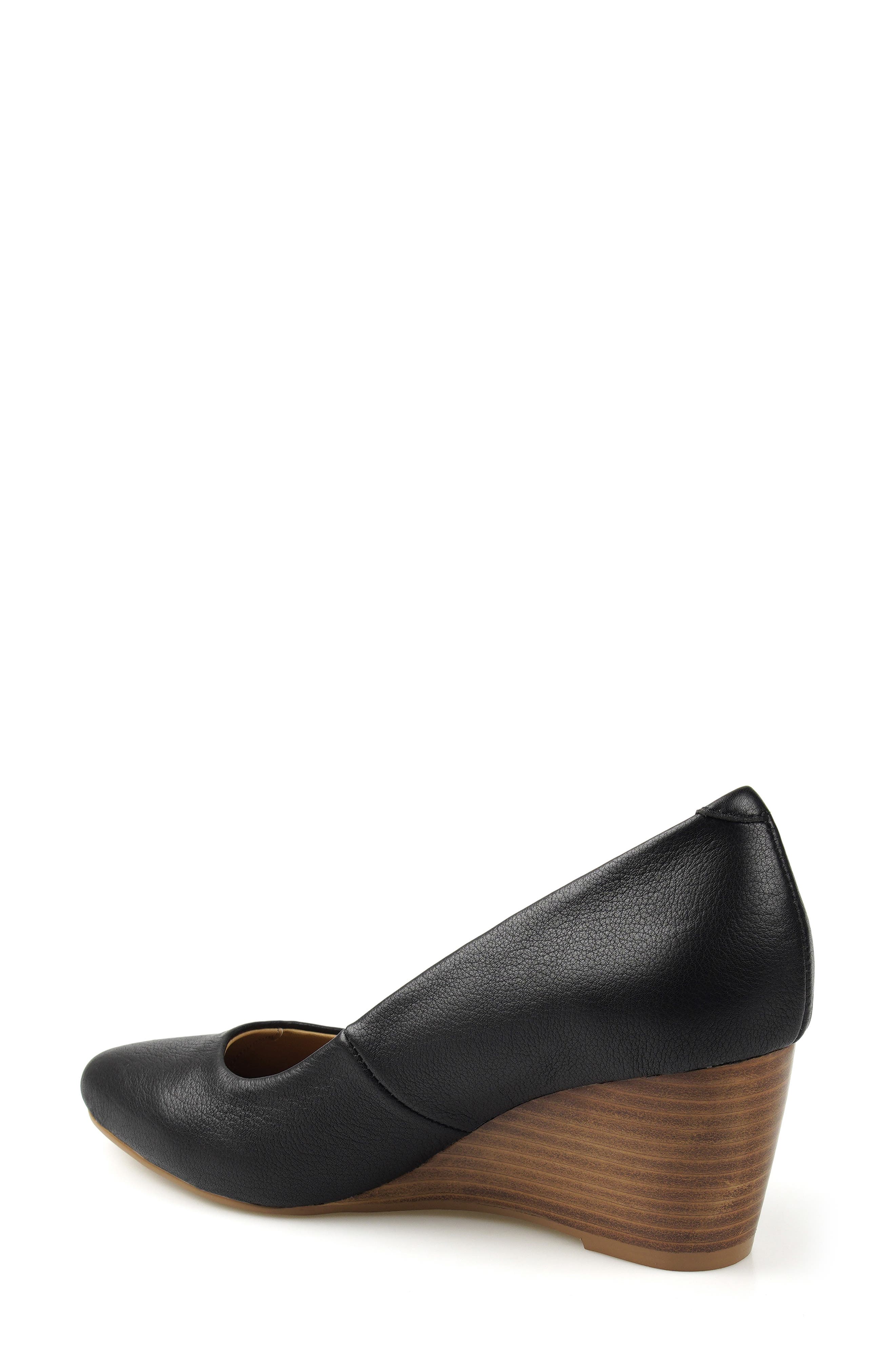 National Comfort Wedge Pump, Alternate, color, Black Leather