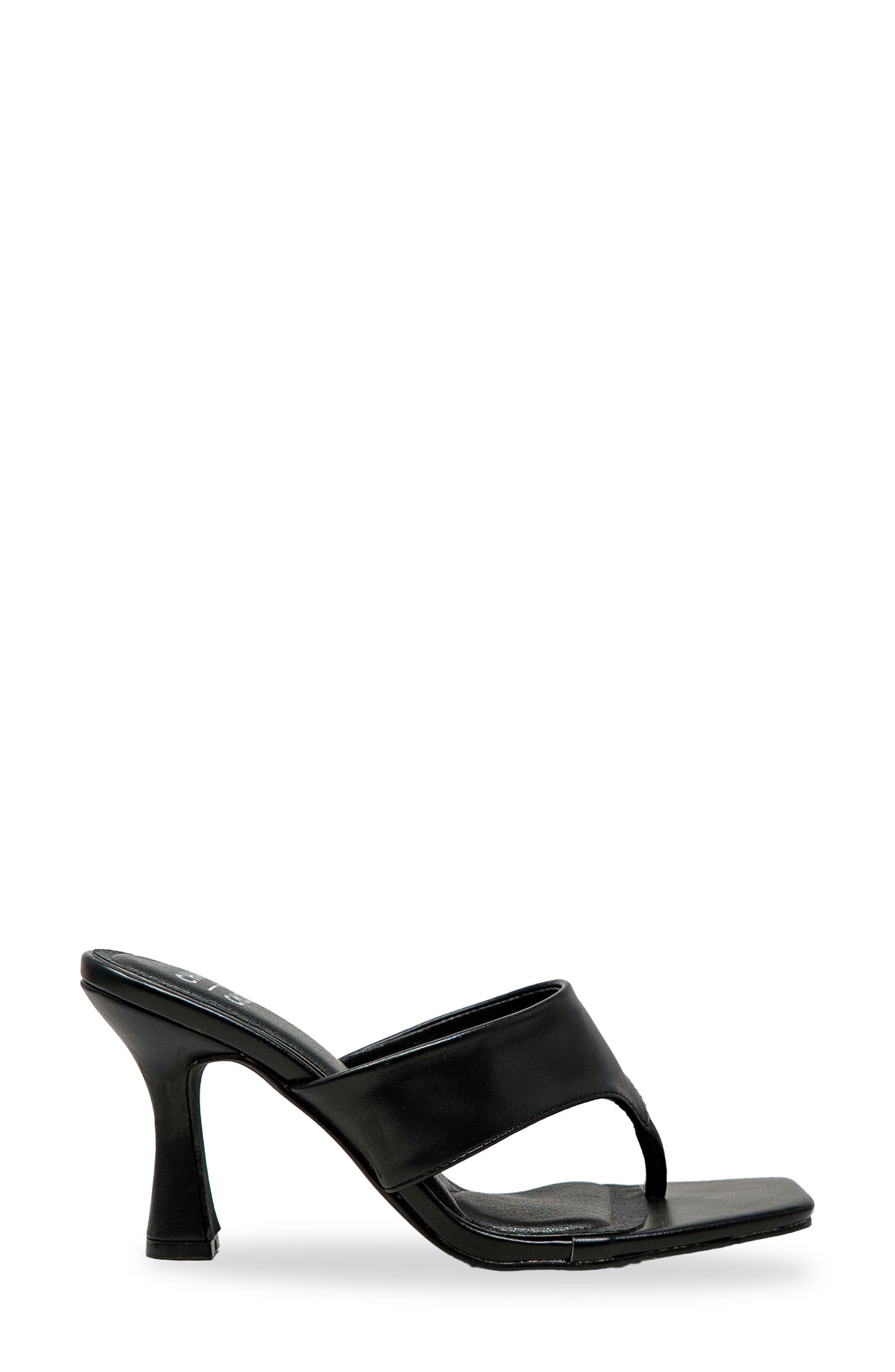 Cielle Thong Strap Flared Heel Sandal, Alternate, color, BLACK