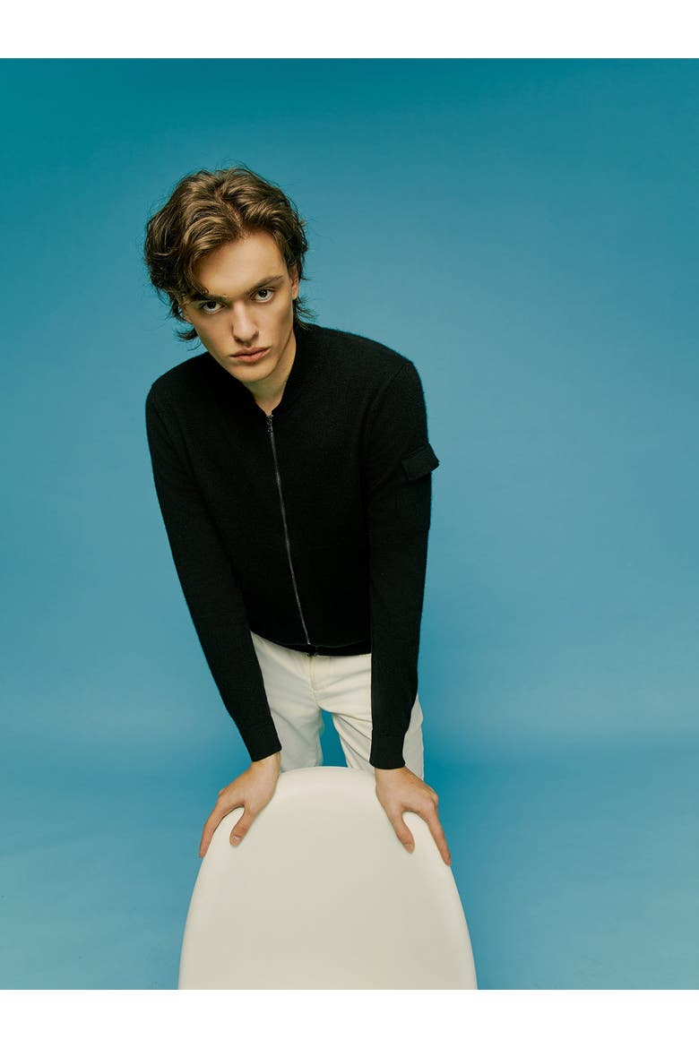 Cashmere Bomber, Alternate, color, black