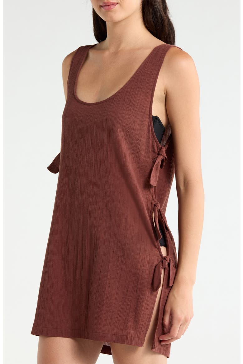 Side Tie A-Line Cover-Up Dress, Alternate, color, MOCHA