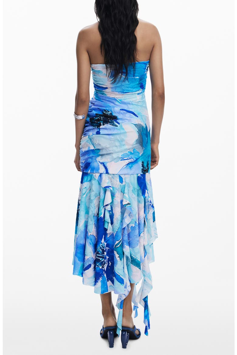 Ruffle Shirred Dress, Alternate, color, BLUE