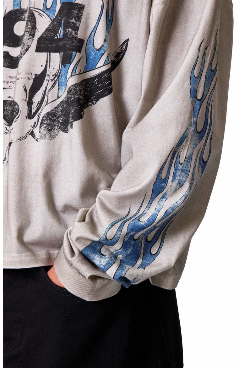 Skull Wings Long Sleeve Cotton Graphic T-Shirt, Alternate, color, WHITE