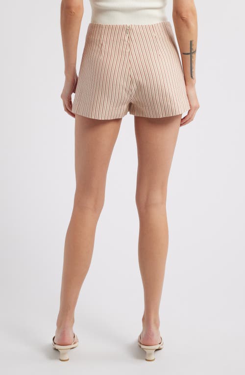Shop Faithfull The Brand Noto Cotton Blend Micro Shorts In Pinstripe Garnet/blush