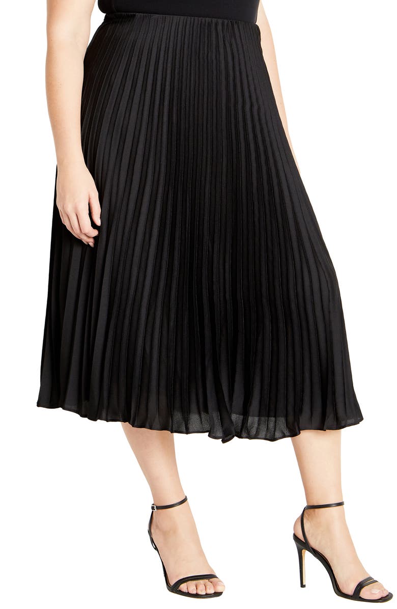 City Chic Selena Pleated Midi Skirt, Alternate, color, 