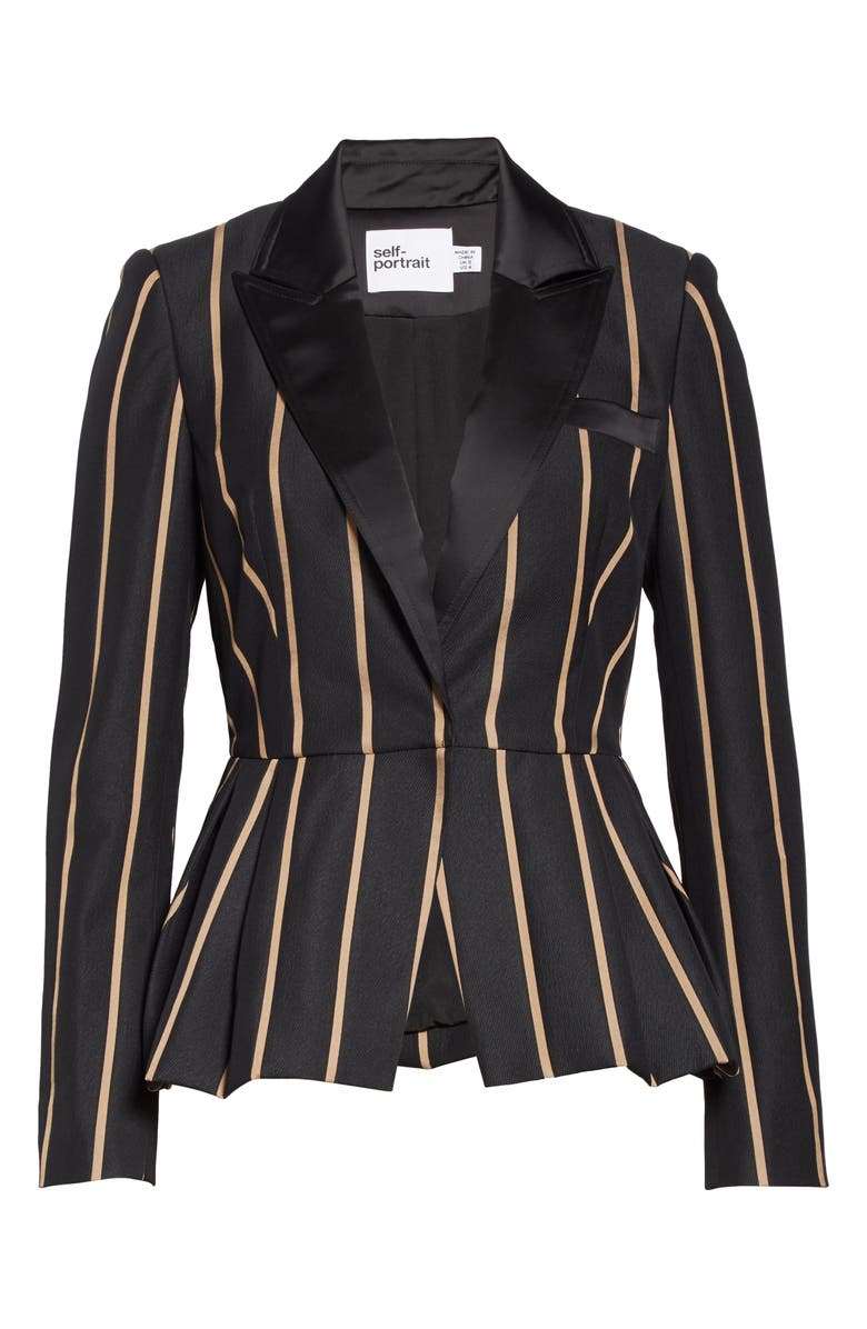 Self-Portrait Stripe Peaked Lapel Jacket, Alternate, color, 