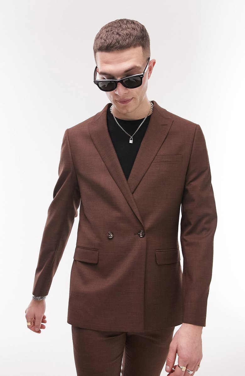 Topman Super Skinny Double Breasted Suit Jacket, Alternate, color, 