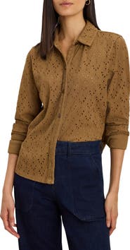 NIC+ZOE Embroidered Eyelet Button-Up Shirt