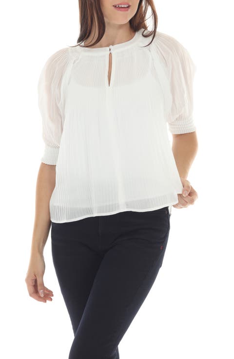 Pleated Puff Sleeve Top
