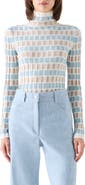 Akris punto Intarsia Check Wool Turtlneck Sweater