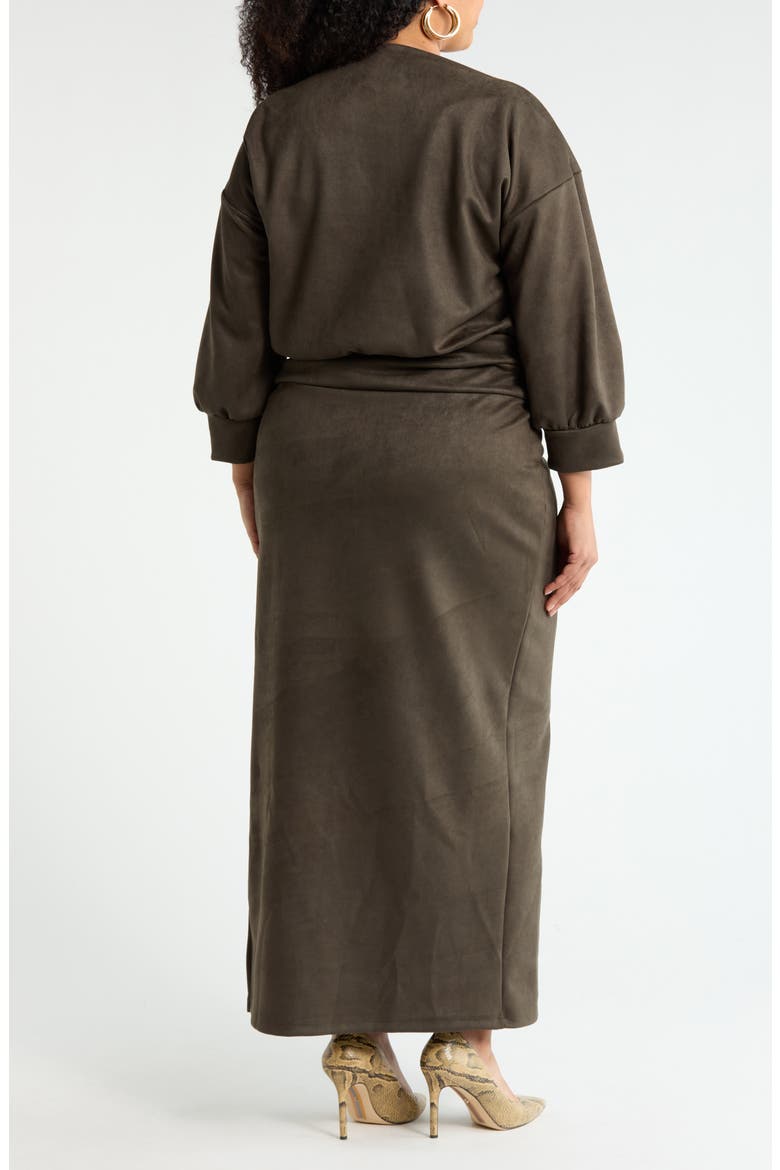 Faux Suede Maxi Dress, Alternate, color, OLIVE