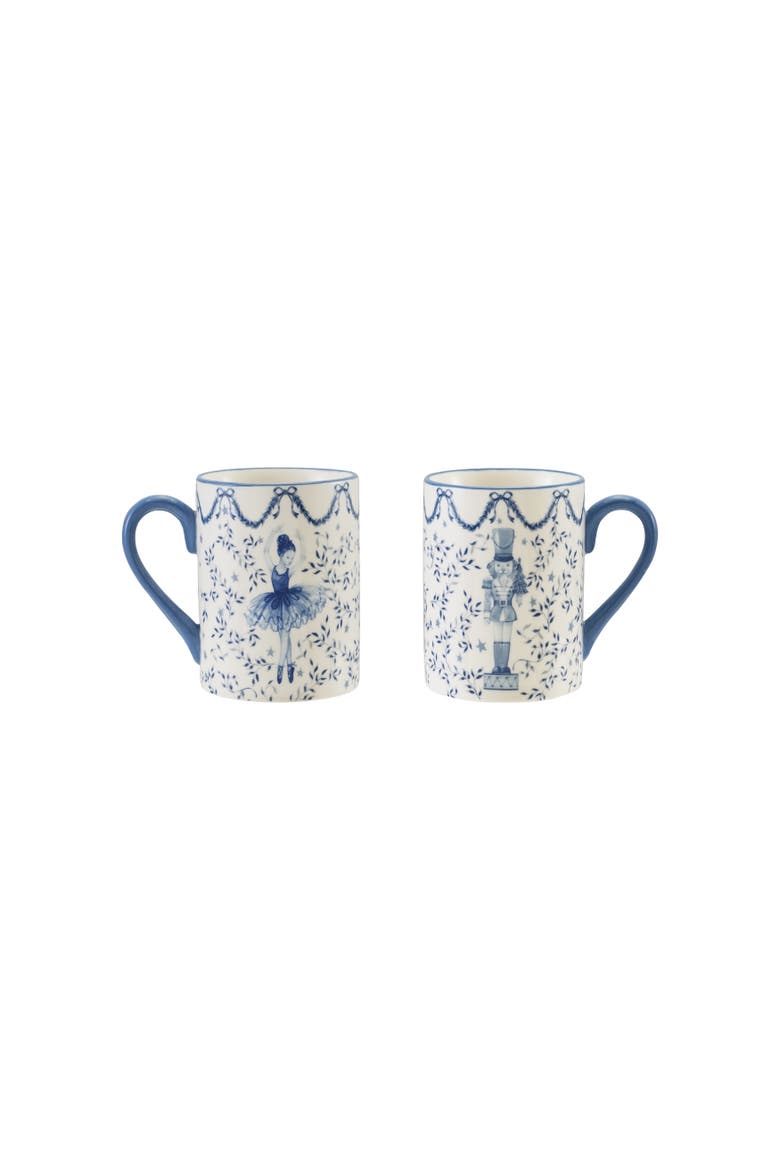 Porcelain Ballerina & Nutcracker Mug, Main, color, WHite and Blue