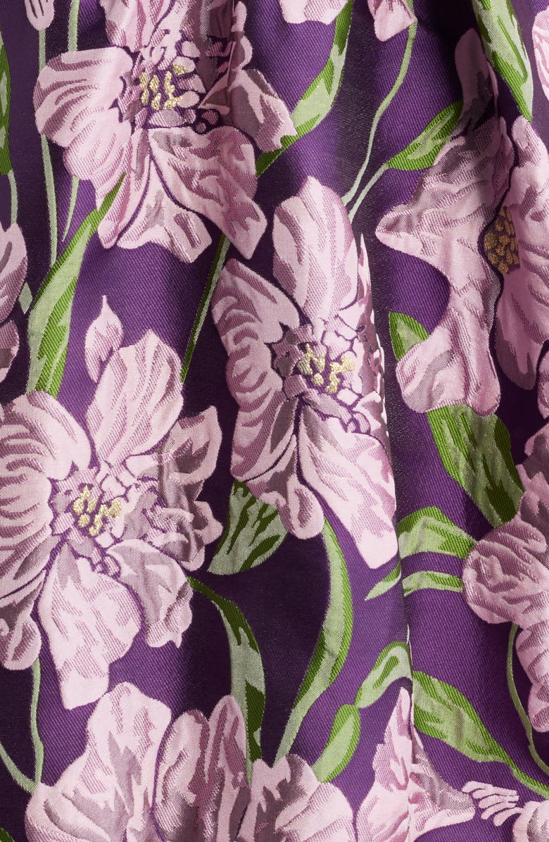 Sister Jane Floraison Floral Jacquard Puff Sleeve Dress, Alternate, color, Purple