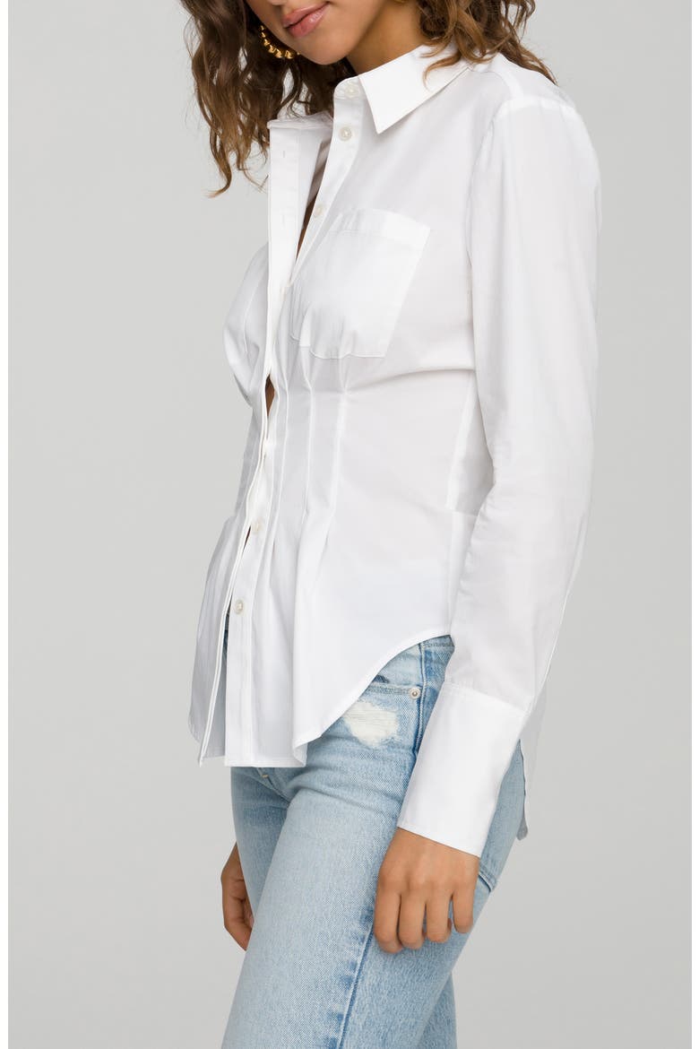 Dart Waist Button-Up Shirt, Alternate, color, WHITE001