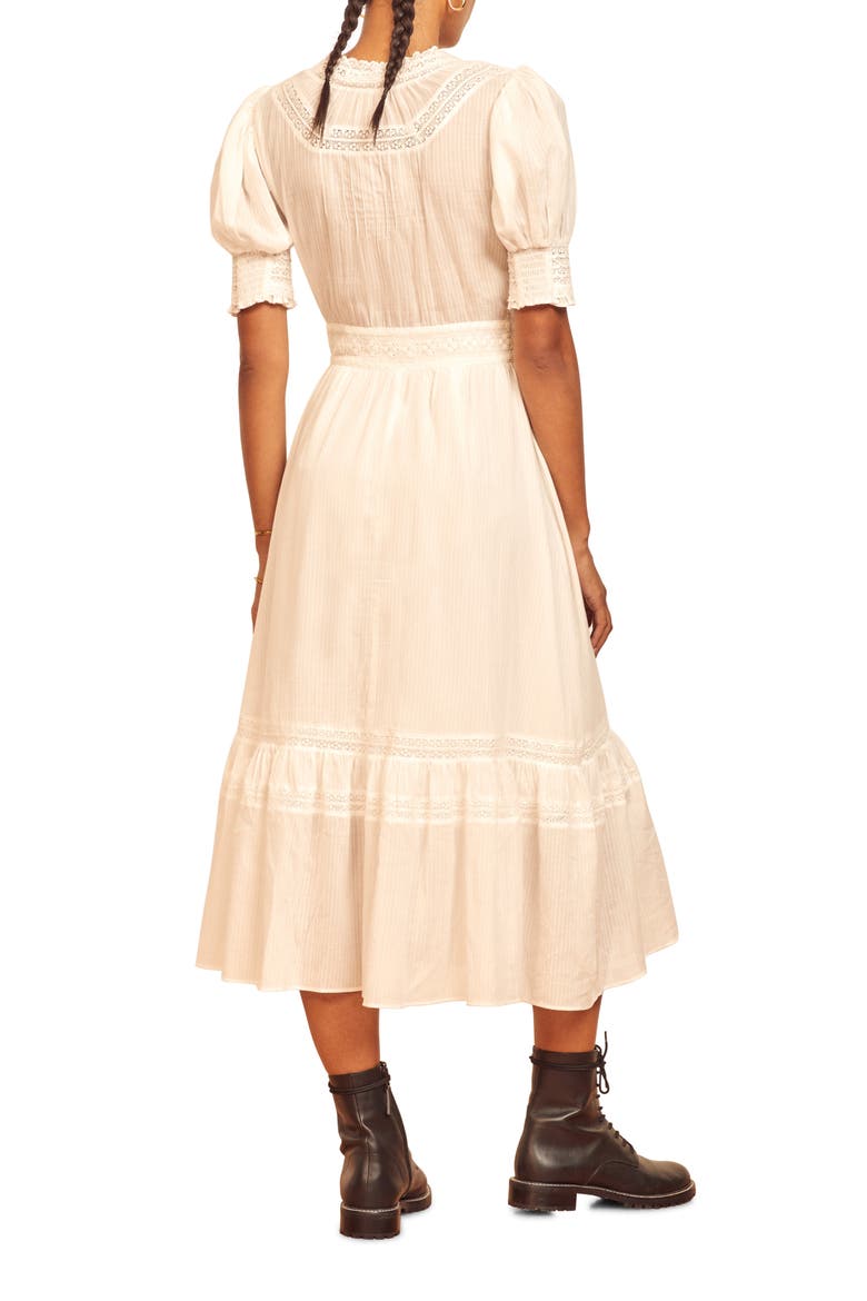 Betsie Lace Detail Organic Cotton Midi Dress, Alternate, color, IVORY