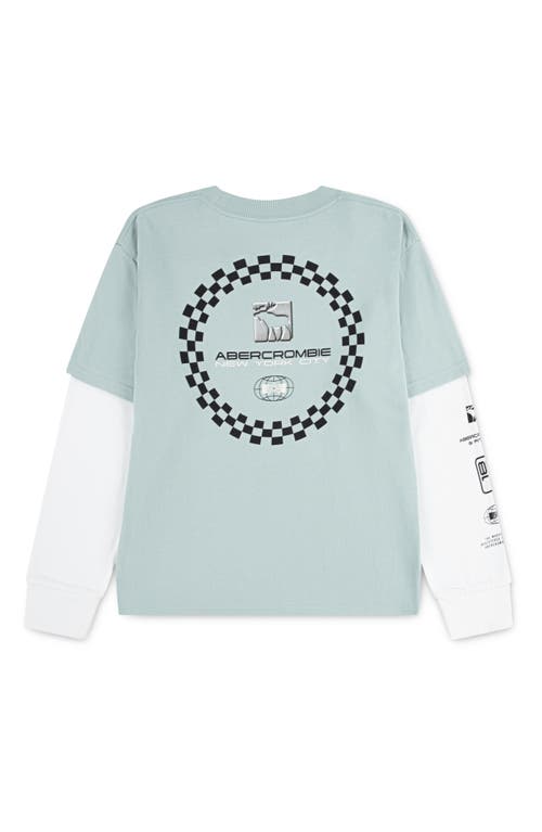 Abercrombie Kids Kids' Racetrack Layered Long Sleeve Graphic T-shirt In Gray