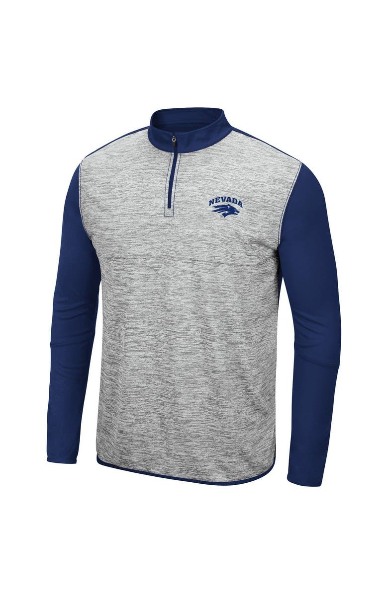 COLOSSEUM Men's Colosseum Heather Gray/Navy Nevada Wolf Pack Prospect Quarter-Zip Jacket, Alternate, color,