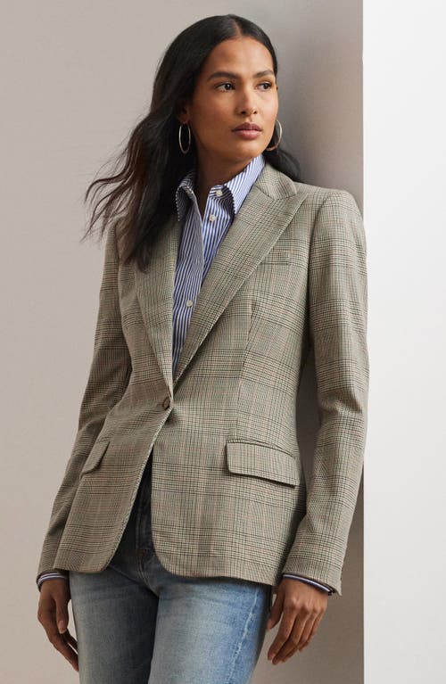 Ralph Lauren Lauren Glen Plaid Cotton Blend Twill Blazer In Navy/tan Multi