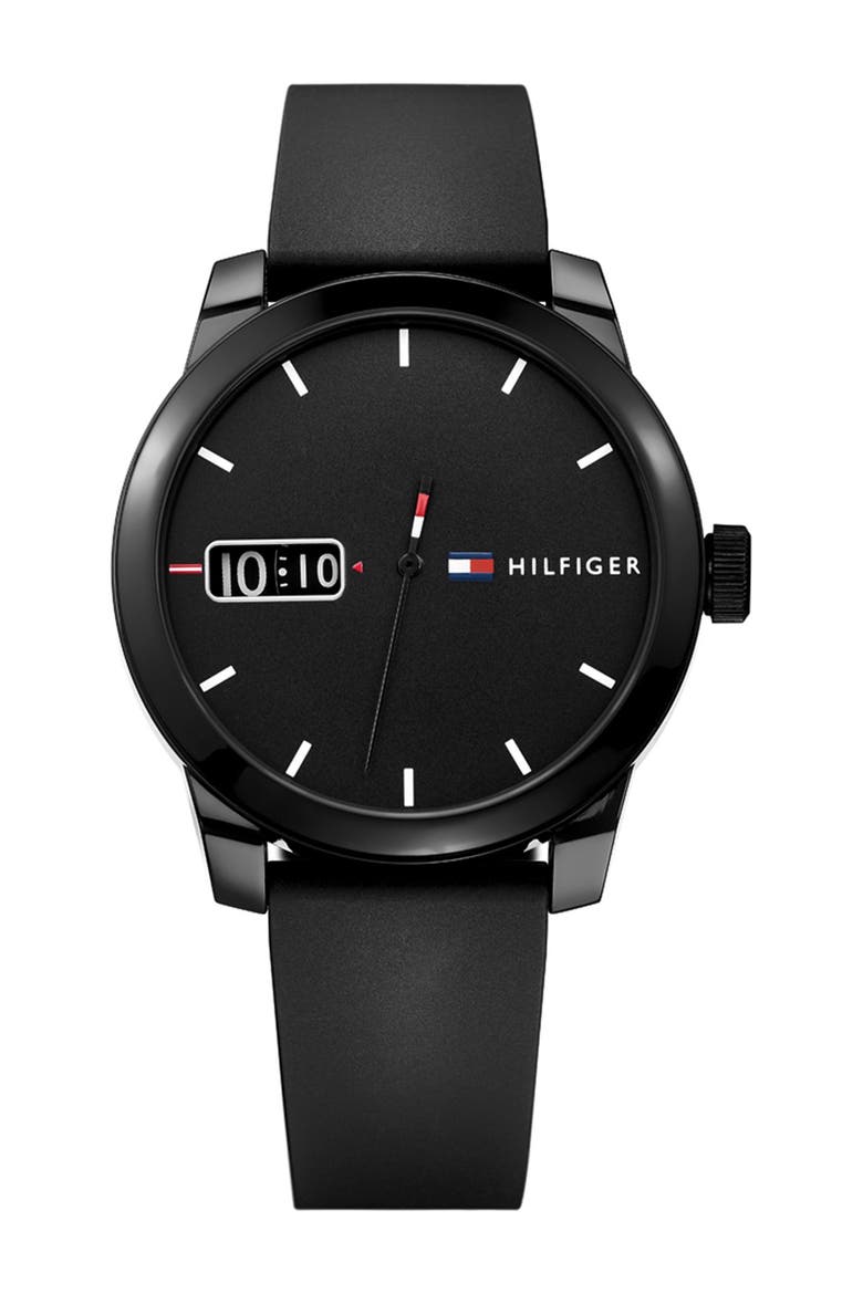 Men's Denim Quartz Sport Watch, 42mm, Main, color, BLACK