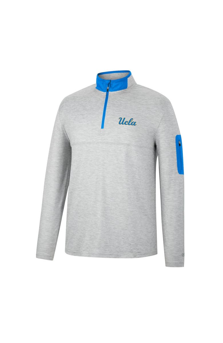 COLOSSEUM Men's Colosseum Heathered Gray/Blue UCLA Bruins Country Club Windshirt Quarter-Zip Jacket, Alternate, color, 