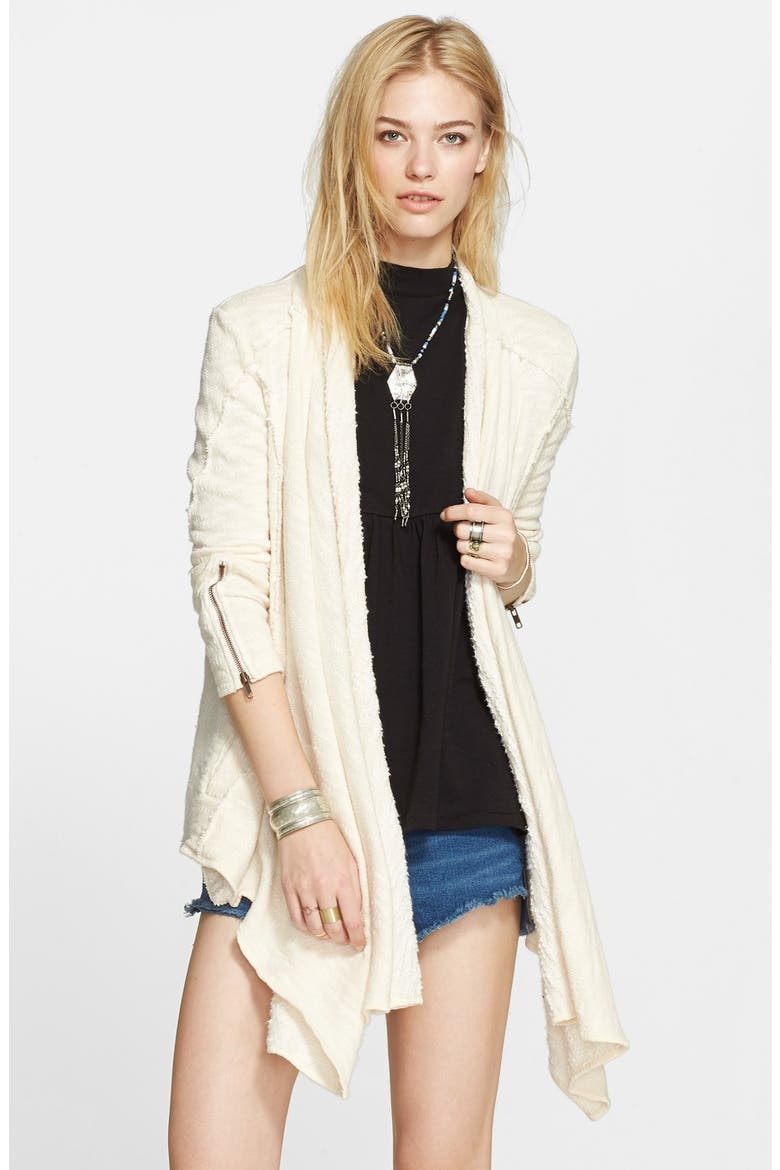 'In The Loop' Open Front Cardigan, Main, color, TEA/ CREAM COMBO