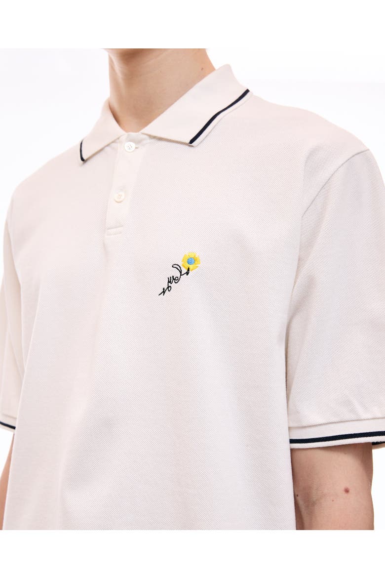 Floral Polo, Alternate, color, Off White