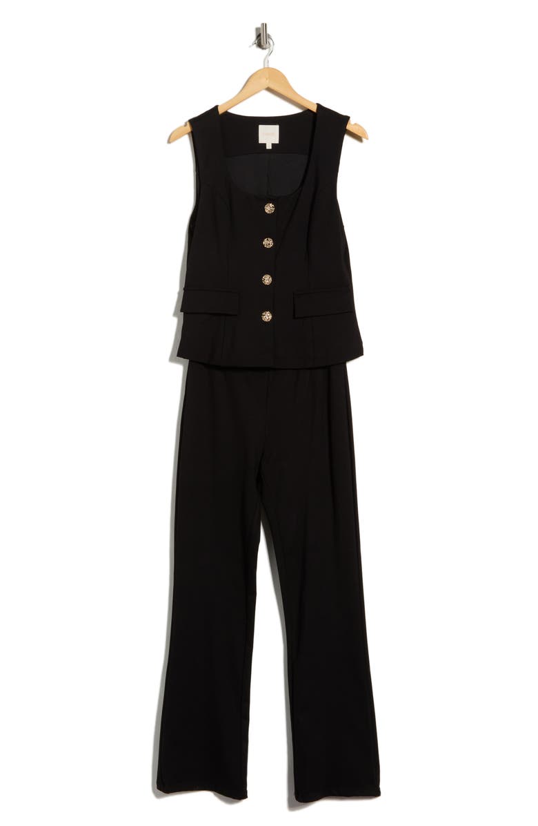 Parker Square Neck Vest Jumpsuit, Alternate, color, Rich Black