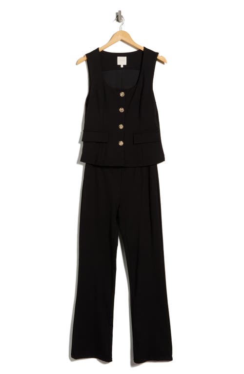 Parker Square Neck Vest Jumpsuit In Black