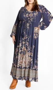 City Chic Destiny Floral Tie Waist Maxi Dress