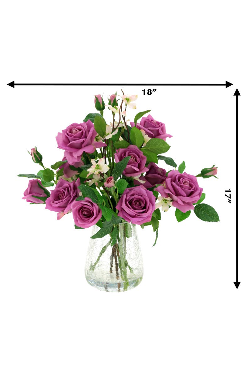 Mark Roberts Roses in Crackle Vase, Alternate, color, Lavender