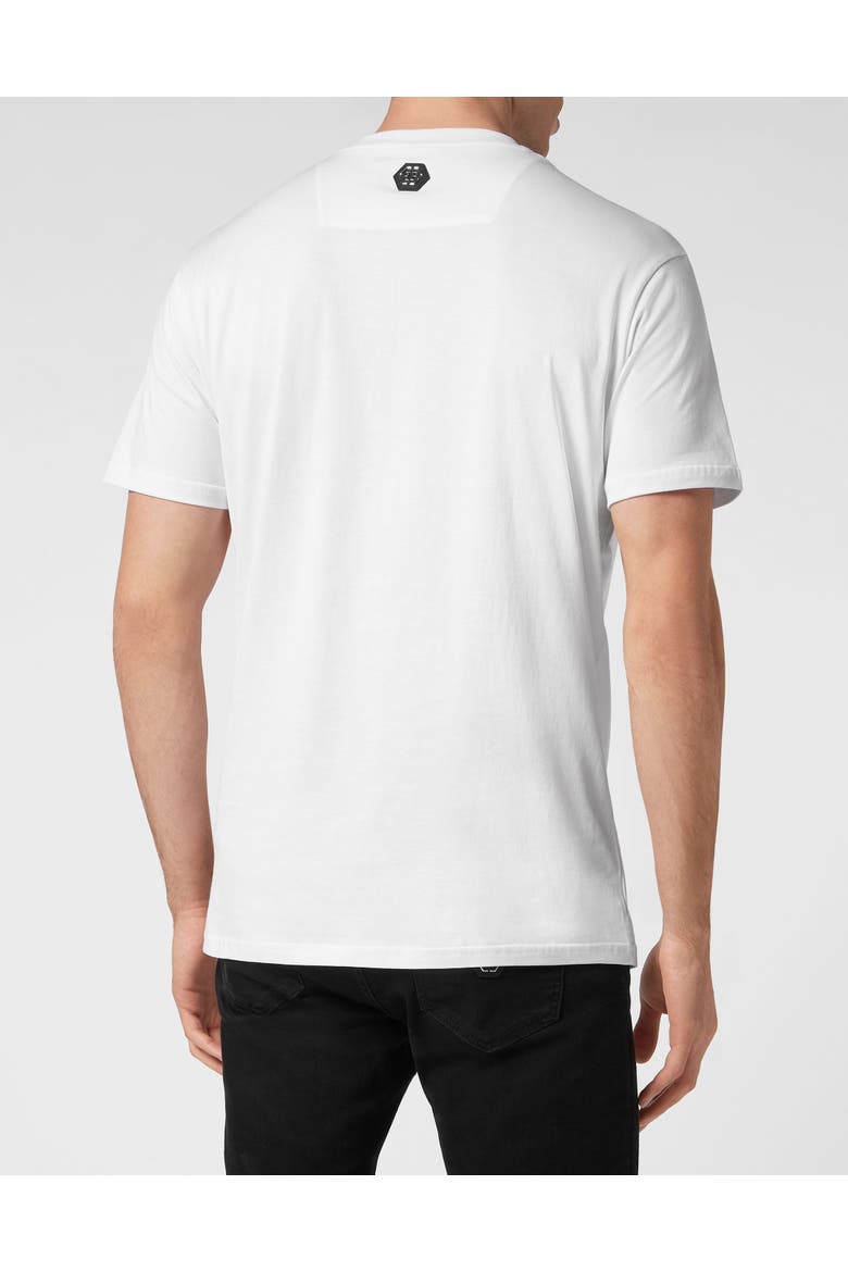 T-Shirt Round Neck Ss With Crystals Skull Men, Alternate, color, white