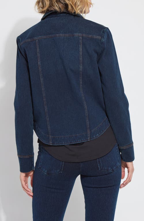Lyssé Curve Hem Denim Jacket In Blue