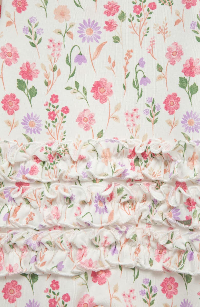 Little Me Meadow Garden Ruffle Cotton Footie & Headband Set, Alternate, color, Floral
