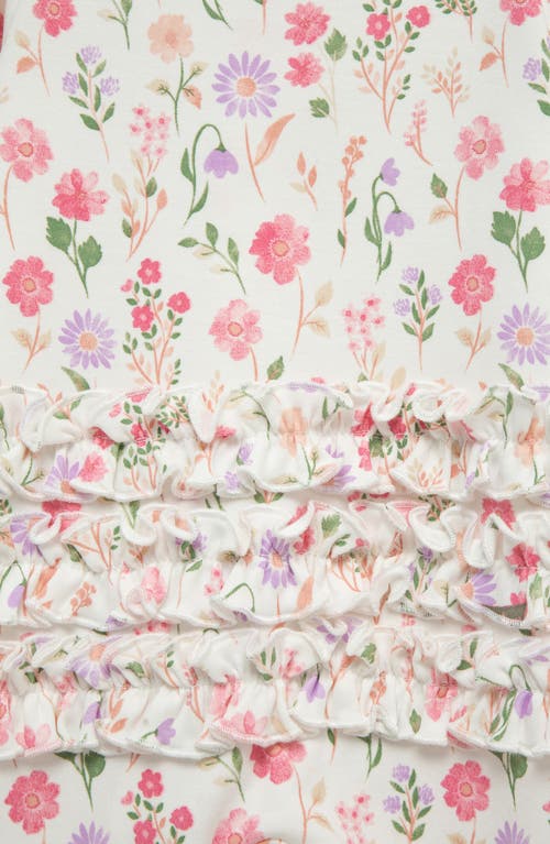 Little Me Meadow Garden Ruffle Cotton Footie & Headband Set In Multi