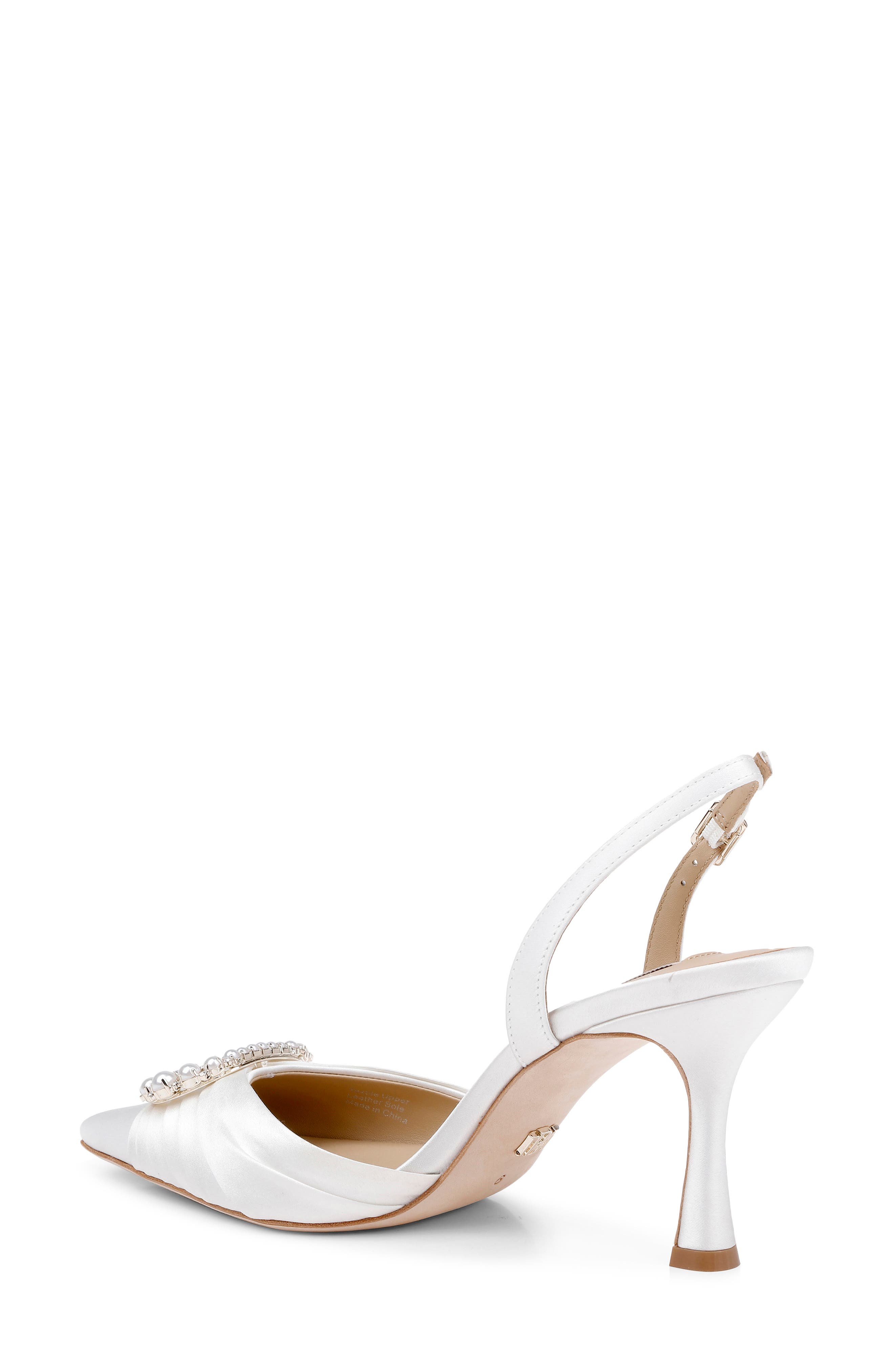 BADGLEY MISCHKA Oakville Slingback Pump, Alternate, color, White Satin