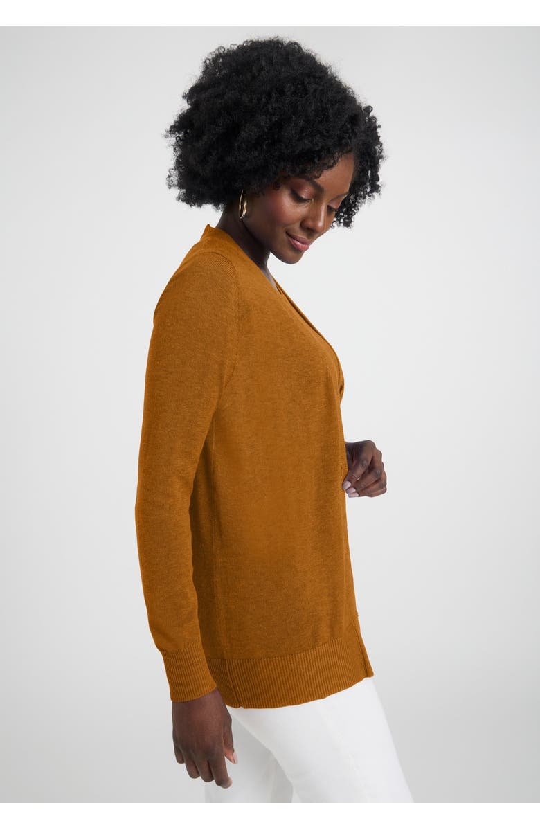 Jessica London Button Front Cashmere Cardigan, Alternate, color, Clove