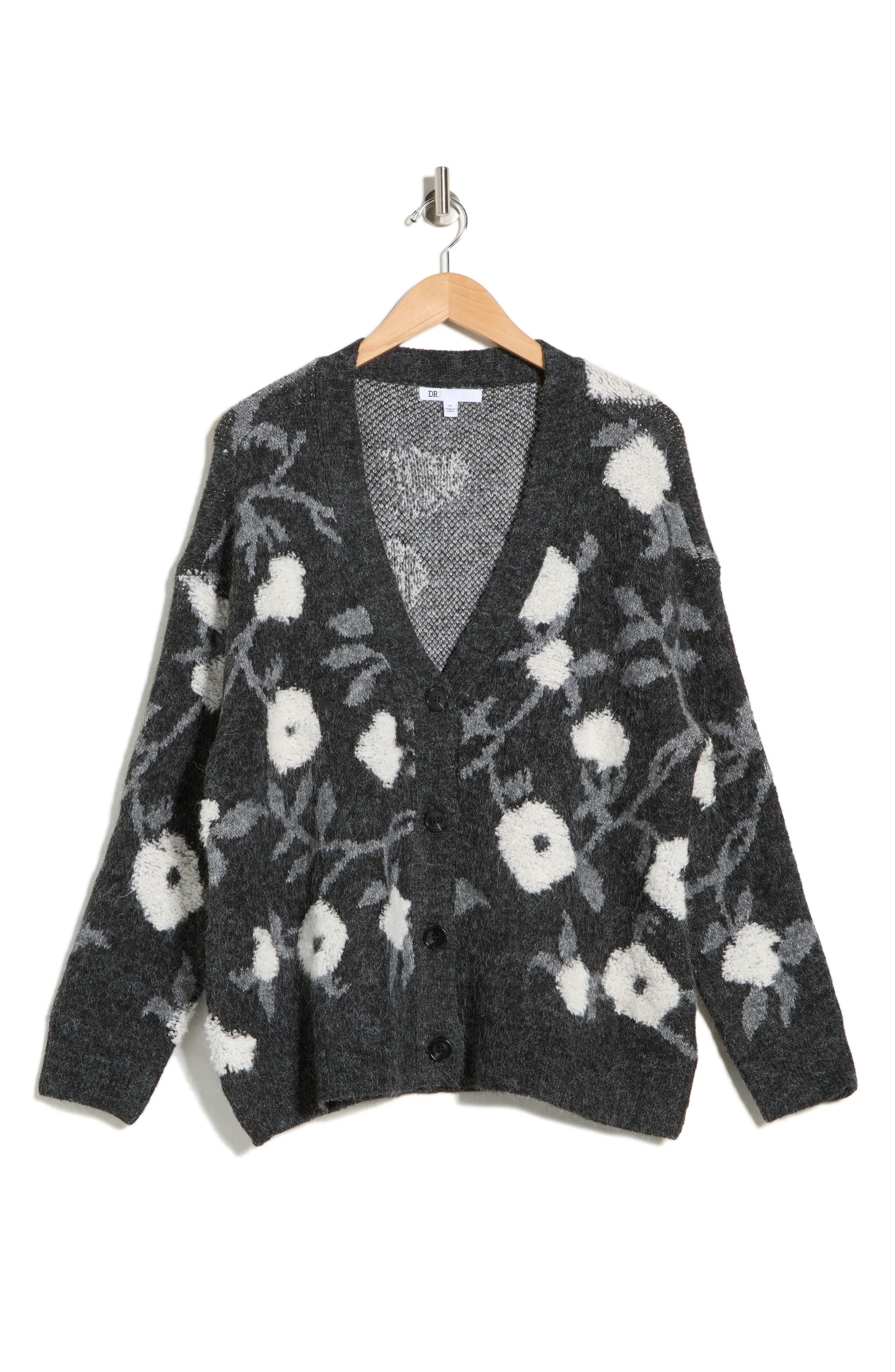 DR2 by Daniel Rainn Floral Jacquard Button Front Cardigan