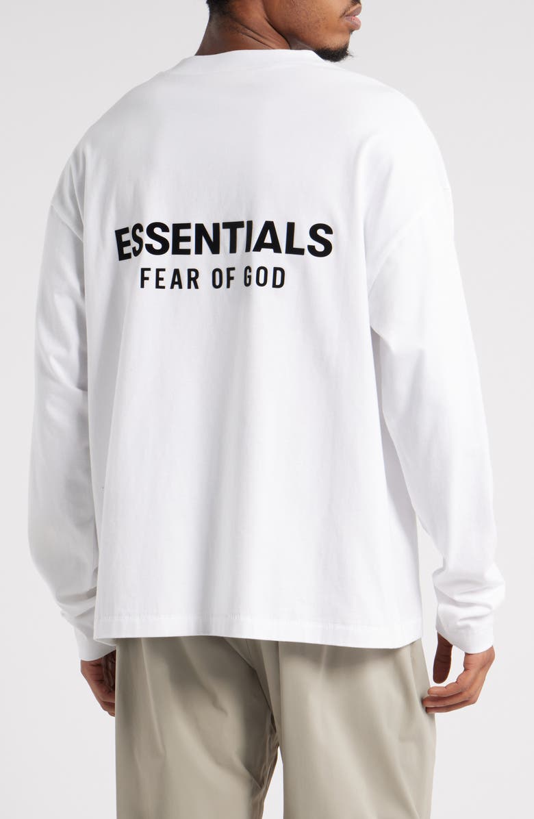Fear of God Essentials Classic Fit Long Sleeve Logo T-Shirt, Alternate, color, Bright White