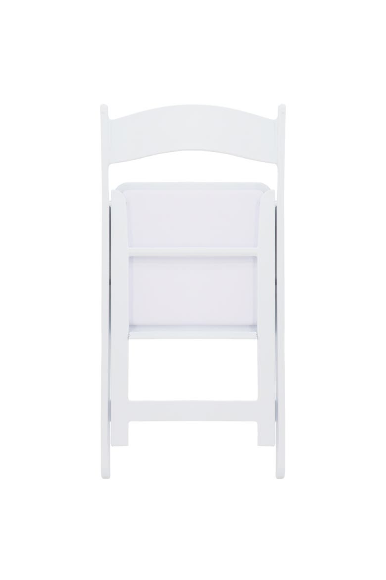 4 Piece Plastic Folding Resin Chair in White with Removable Seat Pad, Alternate, color, White