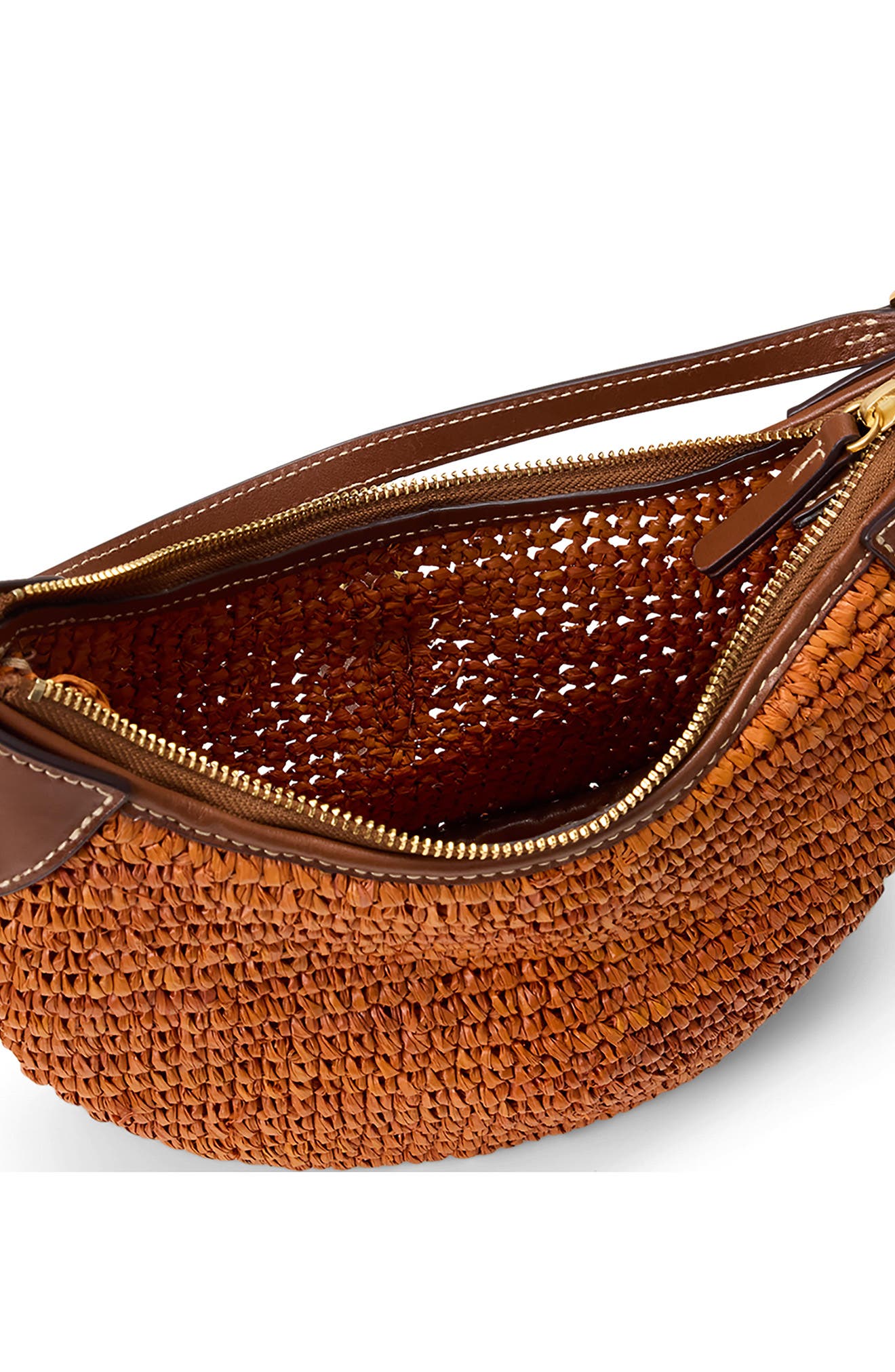 Polo Ralph Lauren Small Polo ID Raffia Shoulder Bag, Alternate, color, Sequoia/ Cuoio