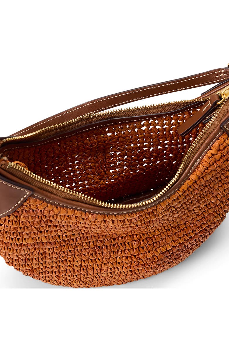 Polo Ralph Lauren Small Polo ID Raffia Shoulder Bag, Alternate, color, Sequoia/ Cuoio