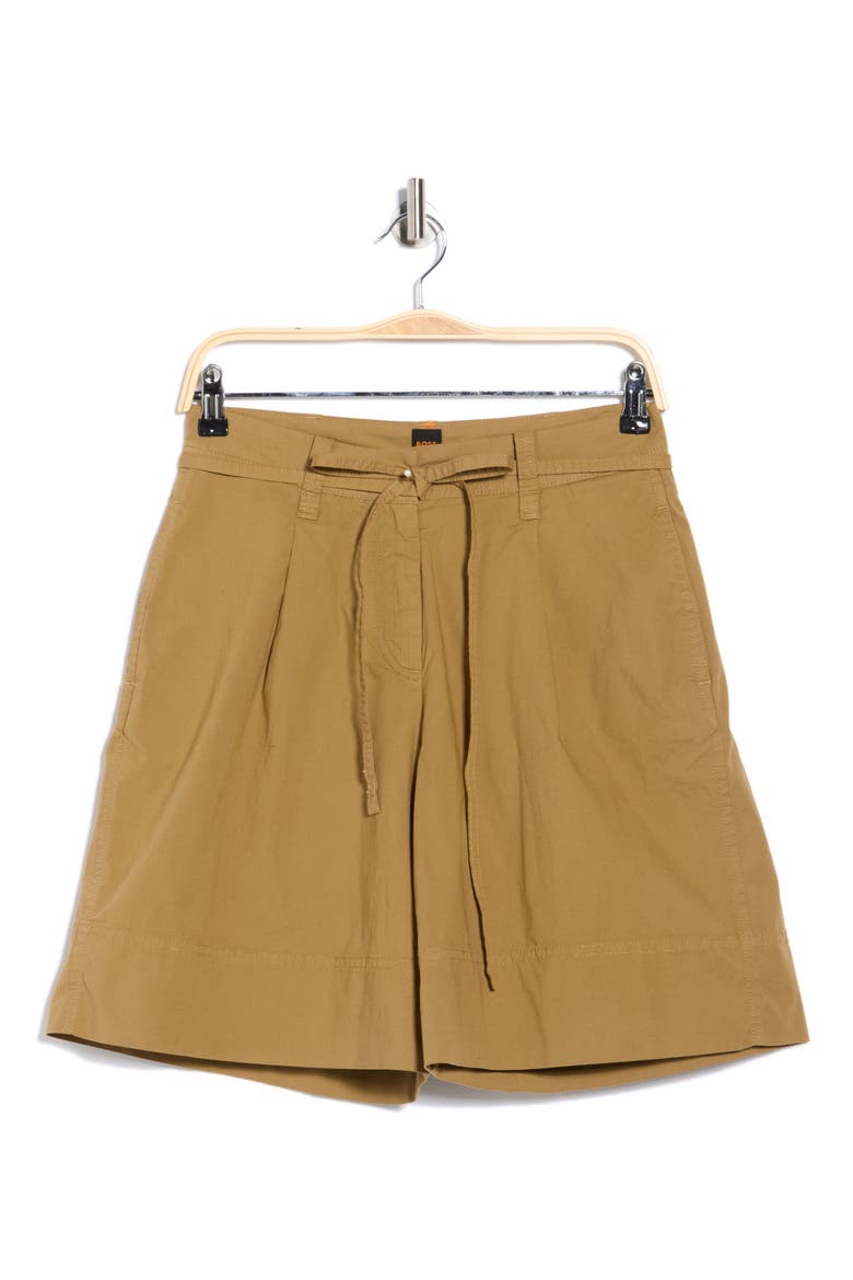 Tara Belted Stretch Cotton Shorts, Alternate, color, MED BGE