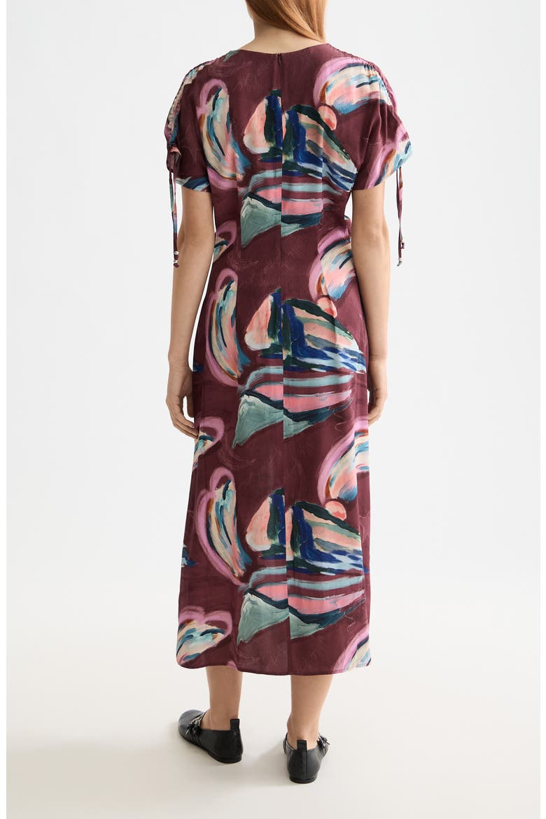 Short Sleeve Drawstring Maxi Dress, Alternate, color, ABSTRACT MOUNTAIN
